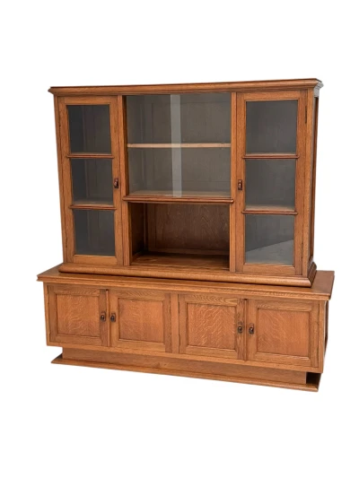 Art Deco Bookcase or Display Cabinet with Glass Sliding Doors, 1930s